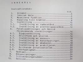 Juko 242S, 2-rivinen perunanistustuskone käyttöohje  ja varaosaluettelo alkaen valmistusnumerosta P3-8201 / 2-radig potatissättare Instruktions- och reservdelsbok