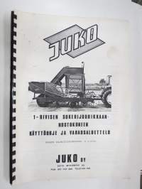 Juko 1-rivinen sokerijuurikkaan nostokone käyttöohje  ja varaosaluettelo alkaen valmistusnumerosta S1-2700