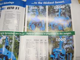 Keto harvesters 51, 51LD, 100, 100LD, 150, 150LD, 150HD, 500L, 500HS, 500HD, 1000 -harvester sales brochure, in english / myyntiesite englanniksi