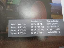 Fendt Farmer 400 Vario 409, 410, 411, 412 traktori -myyntiesite, saksankielinen / sales brochure, in german