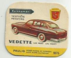 Vedette  - autokortti, keräilykuva, kahvipakettikuva