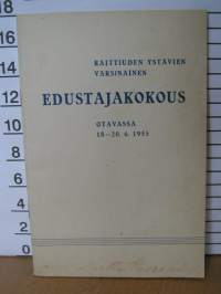 raittiuden ystävien varsinainen edustajakokous otavassa 18-20.6.1955 .   VAKITA.N tarjous helposti s-m koko  paketti 19x36 x60 cm paino 35kg 5e