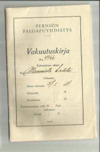 Perniön Paloapuyhdistys 1934  - vakuutuskirja