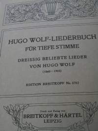 hugo wolf-liederbuch, fur tiefe stimme. .   VAKITA.N tarjous helposti s-m koko  paketti 19x36 x60 cm paino 35kg 5e