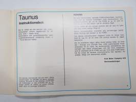 Ford Taunus 1971 instruktionsbok -käyttöohjekirja, ruotsinkielinen / owner´s manual in swedish