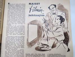 Elokuva-Aitta 1950 nr 21, Kansi Marina Berti, Naiset filminleikkaus, Jorma Vartiovaara tähtiä tervehtimässä, Tähtikuvat Uuno Laakso - Emma Väänänen - Rauha Rentola