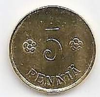 5 penniä  1919  kullattu pillerissä