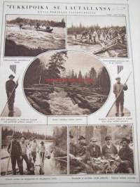 Kansan Kuvalehti 1927 nr 34 (Kansi: Helsinki kuutamossa 1927) Keskiaukeama: Suurkalastusta Laatokan merellä