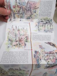 Die Romantische Strasse vom Main zu den Alpen - Deutschland - Saksa -matkailuesite / kartta - travel brochure / tourist map