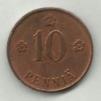 10  penniä  1921
