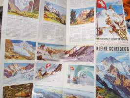 Jungfraujoch 3454 m / 11333 ft &amp; Kleine Scheidegg 2016 m / 6762 ft - Wengernalp-Jungfraubahn, Interlaken -matkailuesite / kartta - travel brochure / tourist map