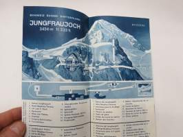Jungfraujoch 3454 m / 11333 ft &amp; Kleine Scheidegg 2016 m / 6762 ft - Wengernalp-Jungfraubahn, Interlaken -matkailuesite / kartta - travel brochure / tourist map