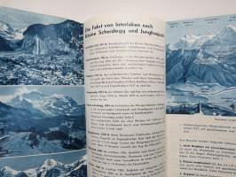 Jungfraujoch 3454 m / 11333 ft &amp; Kleine Scheidegg 2016 m / 6762 ft - Wengernalp-Jungfraubahn, Interlaken -matkailuesite / kartta - travel brochure / tourist map