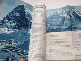 Jungfraujoch 3454 m / 11333 ft &amp; Kleine Scheidegg 2016 m / 6762 ft - Wengernalp-Jungfraubahn, Interlaken -matkailuesite / kartta - travel brochure / tourist map
