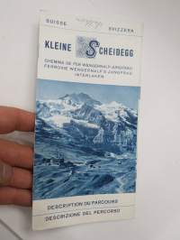 Jungfraujoch 3454 m / 11333 ft &amp; Kleine Scheidegg 2016 m / 6762 ft - Wengernalp-Jungfraubahn, Interlaken -matkailuesite / kartta - travel brochure / tourist map