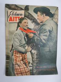 Elokuva-Aitta 1951 nr 15, Kansikuva Rauni Ikäheimo &amp; Tauno Palo, Thrillereitä, Korppikotkat eivät lennä, Clark Gable, Tähtikuvasto Marie Dressler - Katharine Hepburn