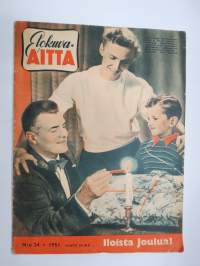 Elokuva-Aitta 1951 nr 24, Kansikuva Tauno &amp; Pertti &amp; Martti Palo, Tytön huivi, Vallilan Mörökölli, Tähtikuvasto Judy Holliday - George Sanders - Josephine Hull, ym.