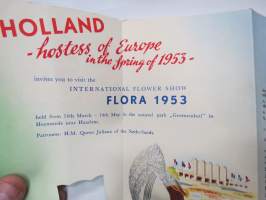 Holland - The Flora comes back - The International Flower Show in Holland´s Garden 1953  - Holland -kukkanäyttely / kukka-alan messuesite, erikoinen leikkaus