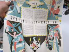 Scheveningen Saison 1953 - Holland -matkailuesite / kartta - travel brochure / tourist map
