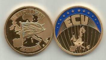 ECU (Europa) 2000 Proof - mitali  pillerissä halk 30 mm mukana sertifikaatti