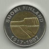 25 mk 1997 Itsenäisyys - suomalainen kaksoismetalli kolikko  pillerissä
