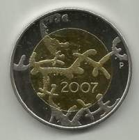 5 euroa 2007  Itsenäisyys - suomalainen kaksoismetalli kolikko