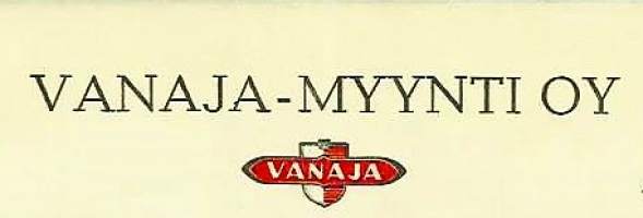 Vanaja-Myynti Oy Helsinki 1959  - firmalomake