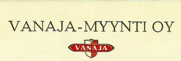 Vanaja-Myynti Oy Helsinki 1959  - firmalomake