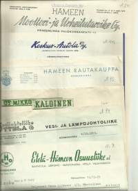 N puolen kilon erä firmalomakkeita  Hämeenlinna 1950-luku  - firmalomake paljon erilaisia