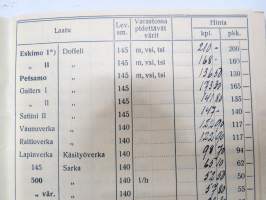 Littoinen Oy Verkatehdas hinnasto nr 17 1935 -fabric catalog and price list