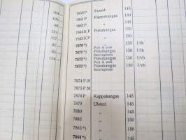 Littoinen Oy Verkatehdas hinnasto nr 17 1935 -fabric catalog and price list