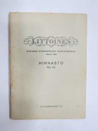 Littoinen Oy Verkatehdas hinnasto nr 20 1937 -fabric catalog and price list