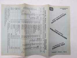 Deutsche Bundesbahn - Omnibus-Fernlinie Romantische Strasse / romantic way / Route Romantique 1963 Frankfurth... -rautateiden aikataulu / train timetable