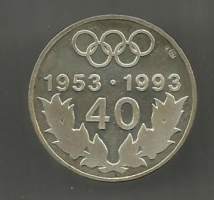 Nepstadion 1953 - 1993  mitali Olympia   alkuperäiskotelossa hopeaa 0.925 paino n 22 g