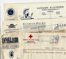 SPR,Suomen Invaliidi, Suomen Heimo, Suomen Sotilas, Suomen Aliupseeri ja Urheilu-Joulu  1942  - firmalomake  6 kpl