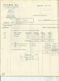 Sulka Oy Puutavara ja Laivaliike Lappeenranta  1942  - firmalomake
