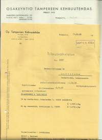 Tampereen Kehruutehdas Oy 1958  - firmalomake 2 eril