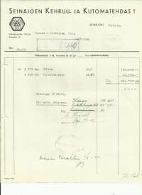 Seinäjoen Kehruutehdas ja Kutomatehdas  Oy  Seinäjoki  1942  - firmalomake