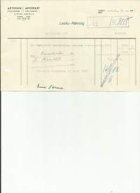 Apteekki Stälarminkatu Turku  1942  - firmalomake