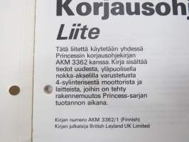 Leyland Princess 2 1700 &amp; 2000 Korjausohjekirjan liite (käytetään yhdessä Princessin korjausohjekirjan AKM 3362 kanssa)