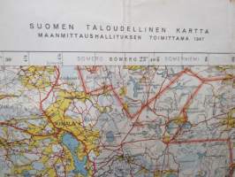 Suomusjärvi 2023 (ympärillä Kisko-Kiikala-Pusula-Sammatti) Suomen taloudellinen kartta / Finlands ekonomisk karta 1:100 000 1947