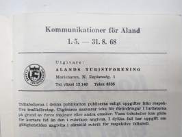 Ålands trafiken 1.5.-31.8.1968, Tidtabeller, båt- och bilfärjetrafik, flygtrafik, bustrafik -Ahvenanmaa - aikataulut laiva, lento &amp; linja-autot