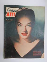 Elokuva-Aitta 1955 nr 6, Kansikuva Pirjo Vaasti, Tanskan Palladium, Wilho Ilmari, Naisen kohtalo, Sarita Montiel, Teija Sopanen &amp; Matti Oravisto, Louis Jourdan, ym.