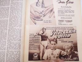 Elokuva-Aitta 1955 nr 6, Kansikuva Pirjo Vaasti, Tanskan Palladium, Wilho Ilmari, Naisen kohtalo, Sarita Montiel, Teija Sopanen &amp; Matti Oravisto, Louis Jourdan, ym.