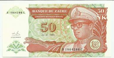 Zaire   50  Nouveaux Zaïres 1993- seteli