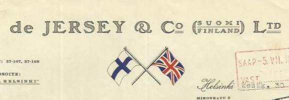de Jersey &amp; Co Suomi 1934 - firmalomake