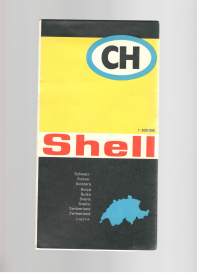 Shell maanteiden yleiskartta Sveitsi 1970 -tiekartta