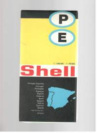 Shell maanteiden yleiskartta Espanja ja Portugali 1970 -tiekartta