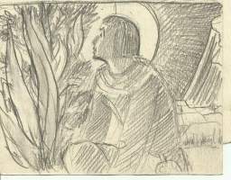 Gunnar Forsström,   &quot;luonnospiirros&quot; lyijykynä ei  sign 5x14 cm 2-puolinen