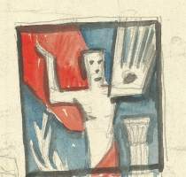 Gunnar Forsström,   &quot;luonnospiirros&quot; lyijykynä ei  sign 5x14 cm 2-puolinen
